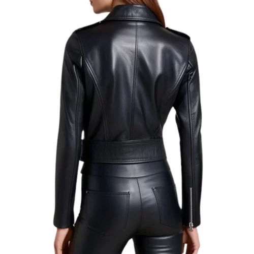 Blouson cuir femme agneau noir modèle Yvana