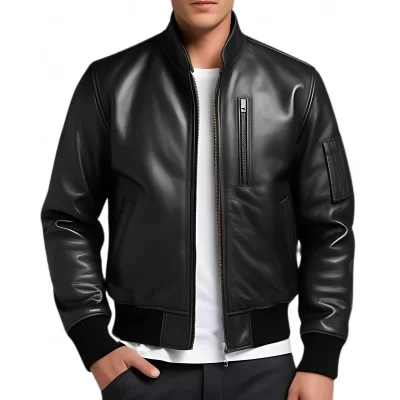 Blouson teedy cuir homme en agneau noir modèle Palorik