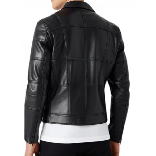 Blouson en cuir homme en agneau noir modèle Amione