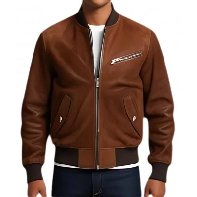 Blouson teedy homme en agneau velours marron modèle Paulia