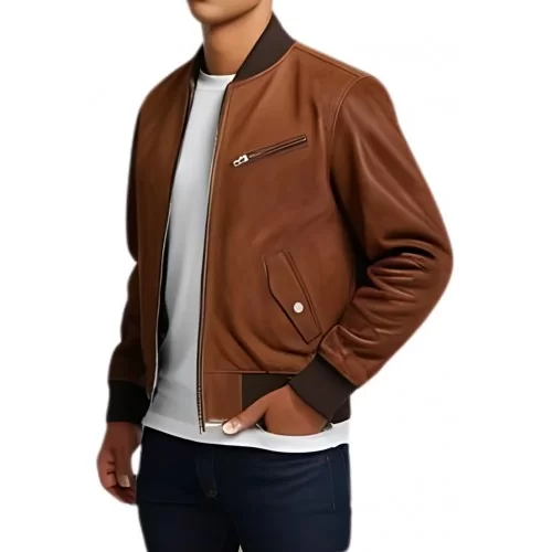 Blouson teedy homme en agneau velours marron modèle Paulia