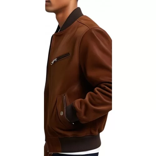 Blouson teedy homme en agneau velours marron modèle Paulia