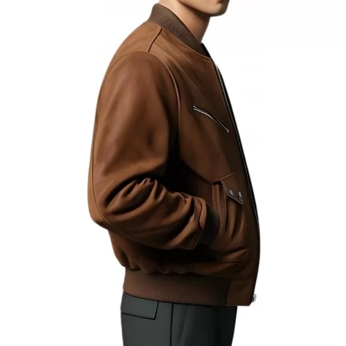 Blouson teedy homme en agneau velours marron modèle Robert