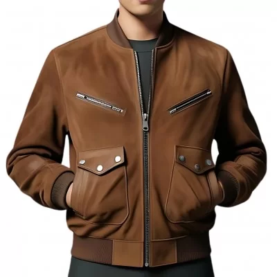 Blouson teedy homme en agneau velours marron modèle Robert