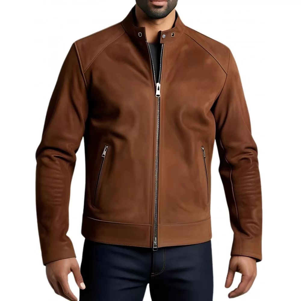 Blouson daim homme en agneau velours marron modèle Rixe