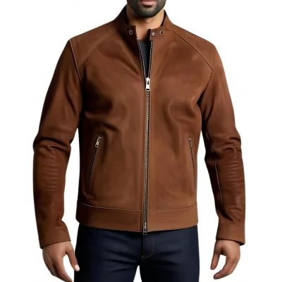 Blouson daim homme en agneau velours marron modèle Rixe