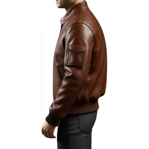 Blouson cuir homme style aviateur en agneau marron modèle Daniel