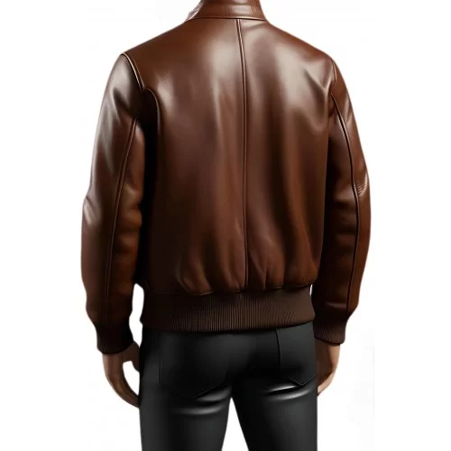 Blouson cuir homme style aviateur en agneau marron modèle Daniel