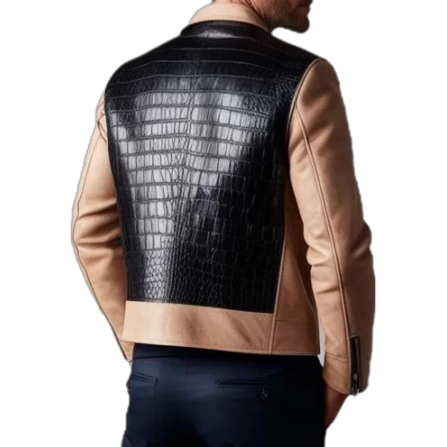 Blouson agneau plongé et peaux de crocodile véritable modèle Karl