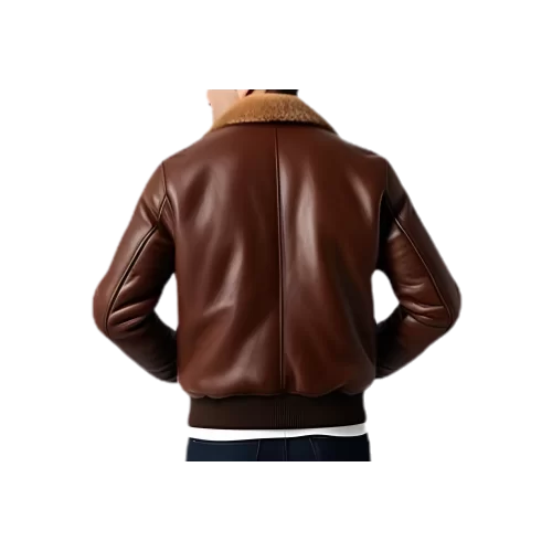 Blouson cuir homme aviateur en mouton marron modèle Leonard