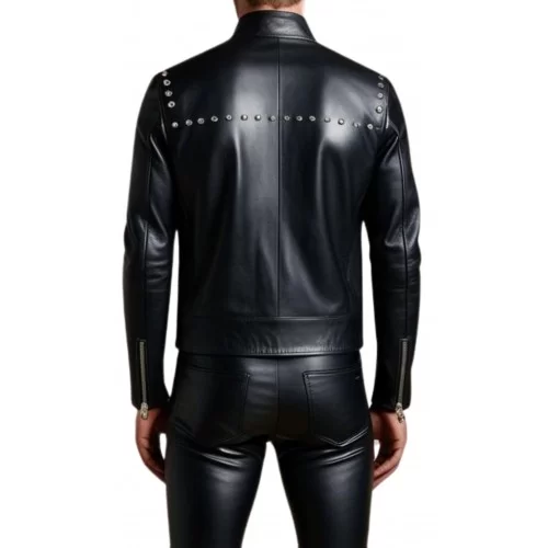 Teedy en cuir homme avec rivets rond métal agneau noir modèle Natoli