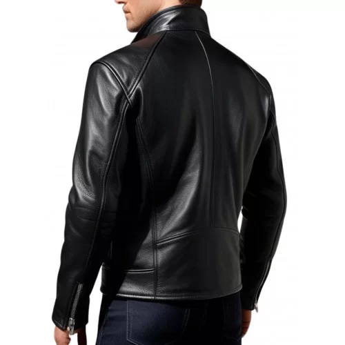 Blouson en cuir homme en agneau noir modèle Brikia