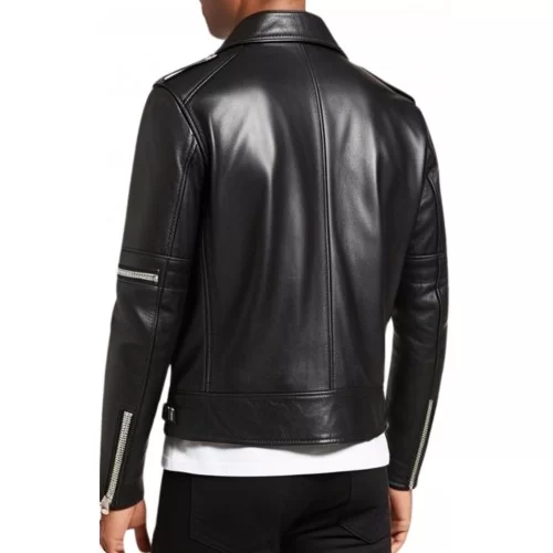 Blouson perfecto cuir homme veau plongé couleur noir modèle Rosario