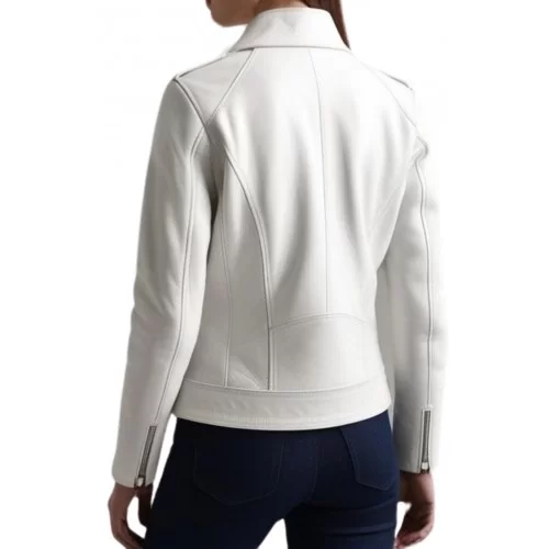 Perfecto cuir femme agneau blanc modèle Carolina