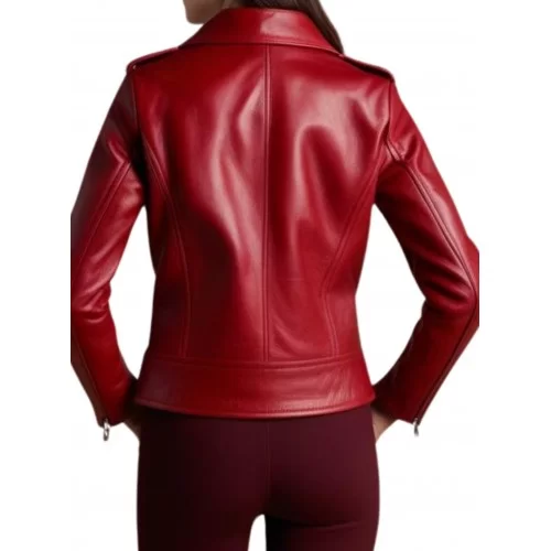 Blouson perfecto cuir agneau rouge modèle Annie