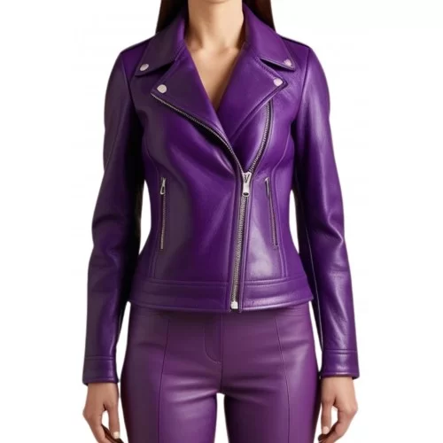 Perfecto coupe biker cuir agneau violet modèle Zirra