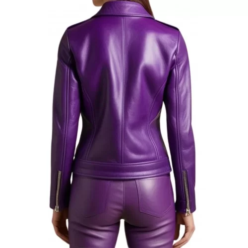 Perfecto coupe biker cuir agneau violet modèle Zirra