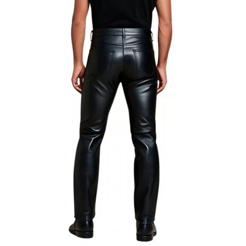 Pantalon bikers cuir homme cuir agneau noir modèle Ericade