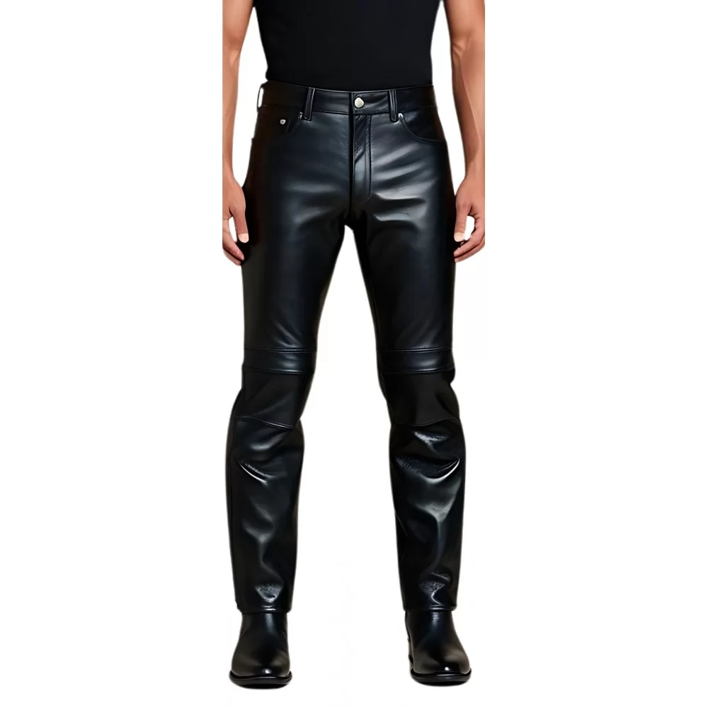 Pantalon bikers cuir homme cuir agneau noir modèle Ericade