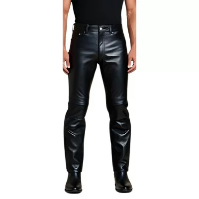 Pantalon bikers cuir homme cuir agneau noir modèle Ericade