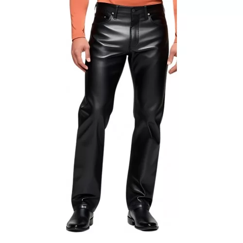 Pantalon cuir homme en agneau noir modèle Nathana