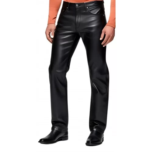 Pantalon cuir homme en agneau noir modèle Nathana