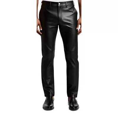 Pantalon coupe classique poches italiennes modèle homme en agneau stretch noir modèle Lasso