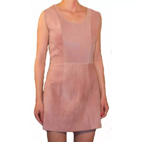 Robe en aagneau velours façon daim couleur rose modèle Angélique