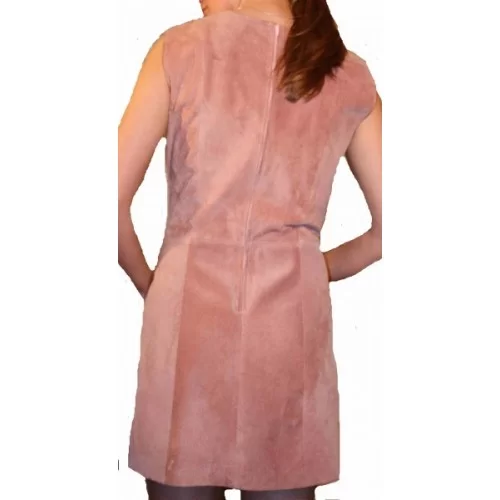 Robe en aagneau velours façon daim couleur rose modèle Angélique