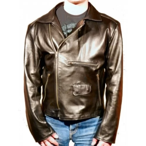 Blouson homme cuir agneau plongé noir type perfecto modèle Funzy