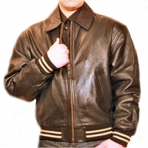 Blouson modèle Tedy en vachette couleur marron