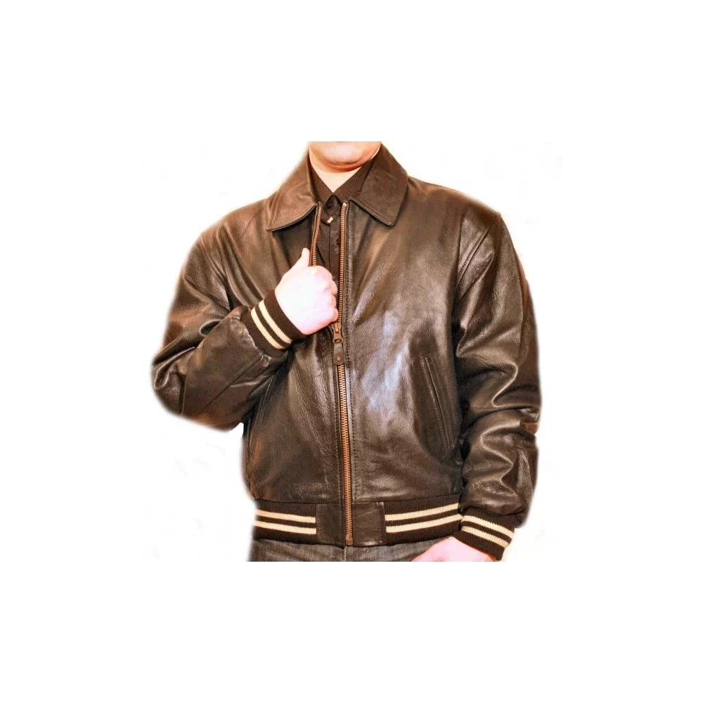 Blouson modèle Tedy en vachette couleur marron