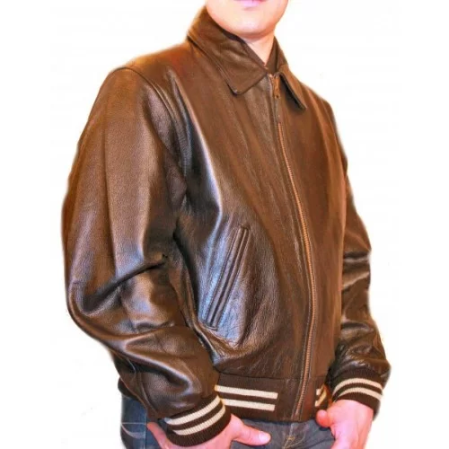 Blouson modèle Tedy en vachette couleur marron