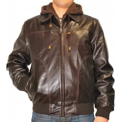 Blouson modèle Stane vachette marron capuche amovible