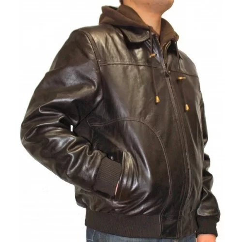 Blouson modèle Stane vachette marron capuche amovible