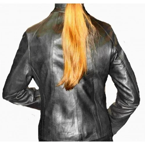 Blouson cuir femme en agneau noir modèle Tea