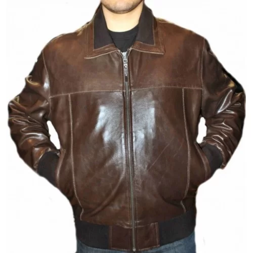 Blouson type teedy modèle Luigi vachette vintage marron