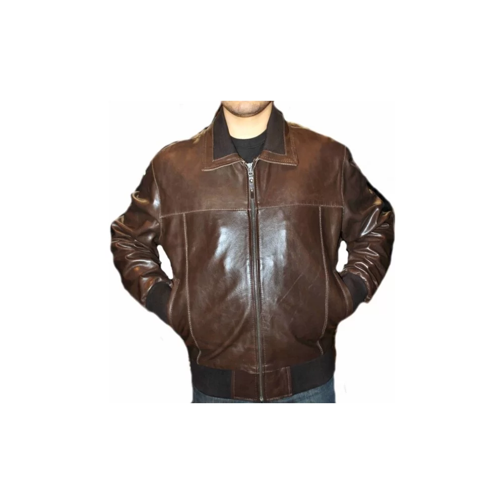 Blouson type teedy modèle Luigi vachette vintage marron