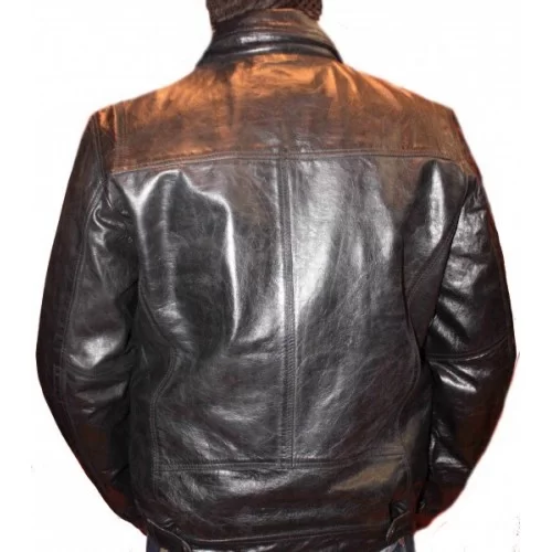 Blouson modèle Lucio en vachette vintage noire